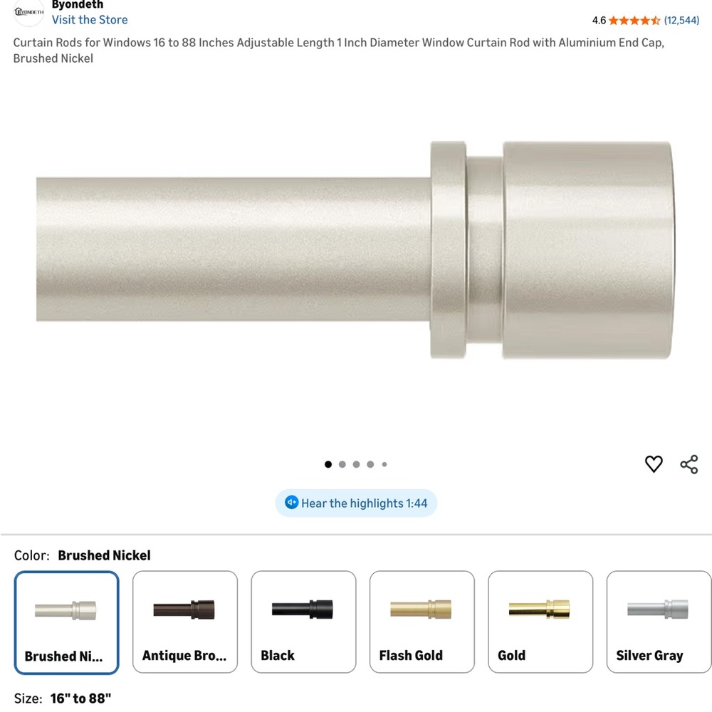 Brushed Nickel Curtain Rods